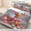 Comforter 3Pcs 1 Duvet+2 S Pink Christmas Deer Winter Snow Scene Theme Christmas Bedding Set Queen King Size