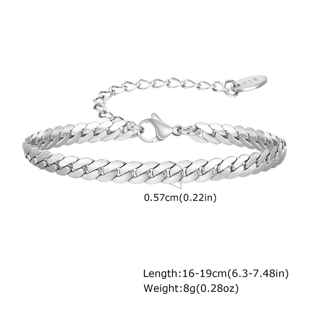Jewelry Simple Women'S Stainless Steel Four-Sided Grinding Nk Chain Gold Bracelet 1231