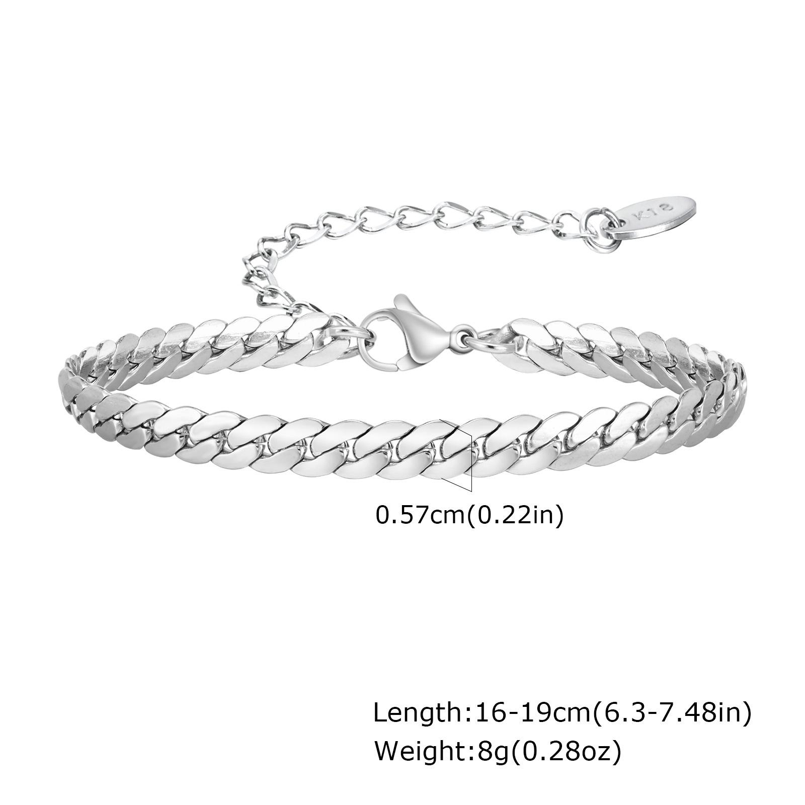 Jewelry Simple Women S Stainless Steel Four-Sided Grinding Nk Chain Gold Bracelet 1231