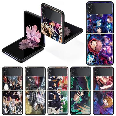 Luxusní pouzdro pro Samsung Galaxy Z Flip 4 3 5G černé PC pevné pouzdro na telefon módní zadní kryt ZFlip Funda Jujutsu Kaisen Anime Shell