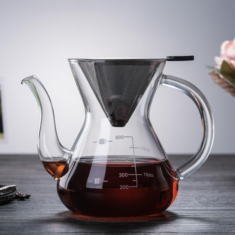 Gugrida Coffee Server, Drip Coffee Server, Hand Drip Coffee Server, Heat and Cold Resistant, High Boron Silica Glass Material (Beak 500ml)
