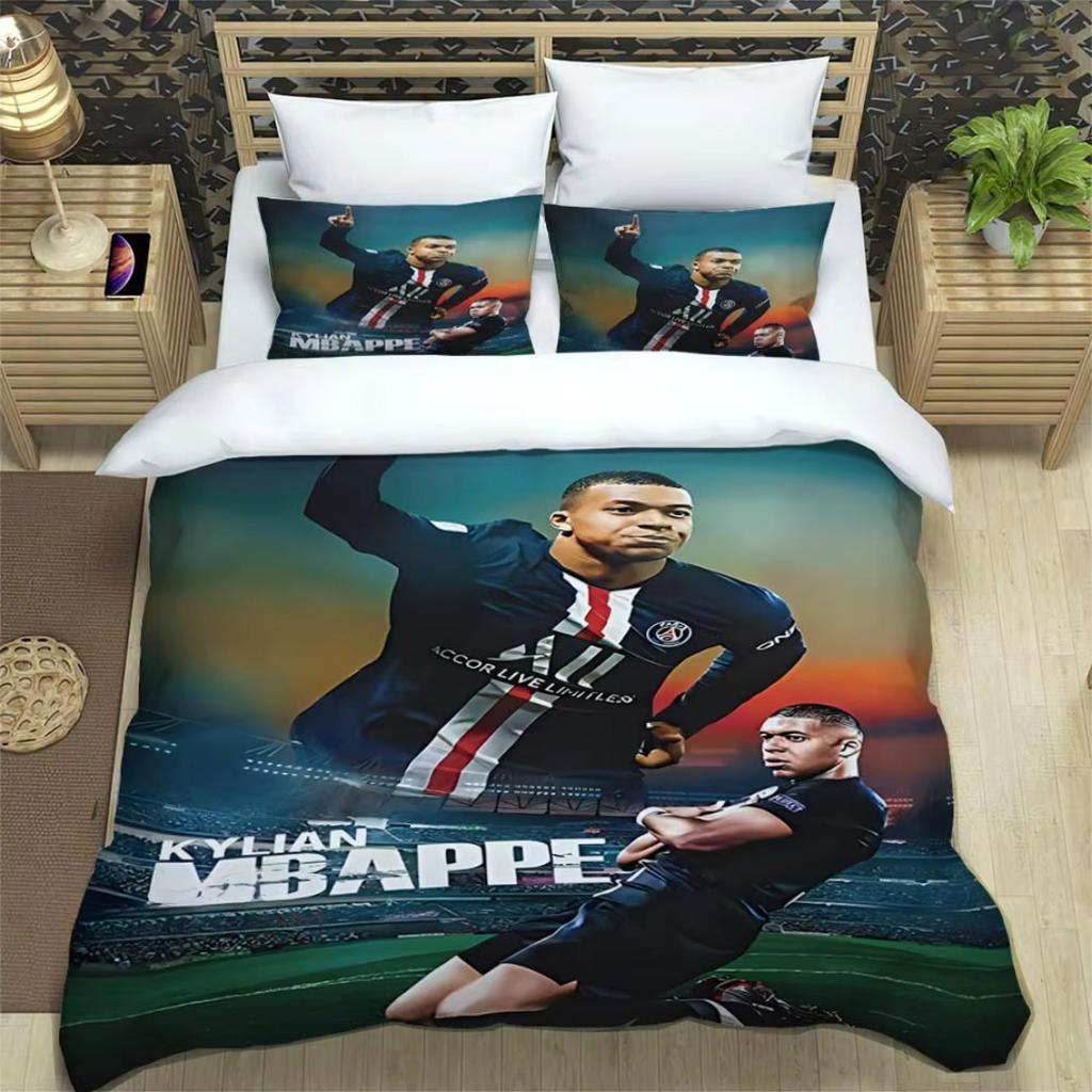 3D-Druck K-Kylian Mbappé Bettwäsche-Sets Fan-GeschenkMode Fußball M-Mbappe Bettbezug Steppdecke Bett Jugend Kinder Mädchen Jungen Geburtstag