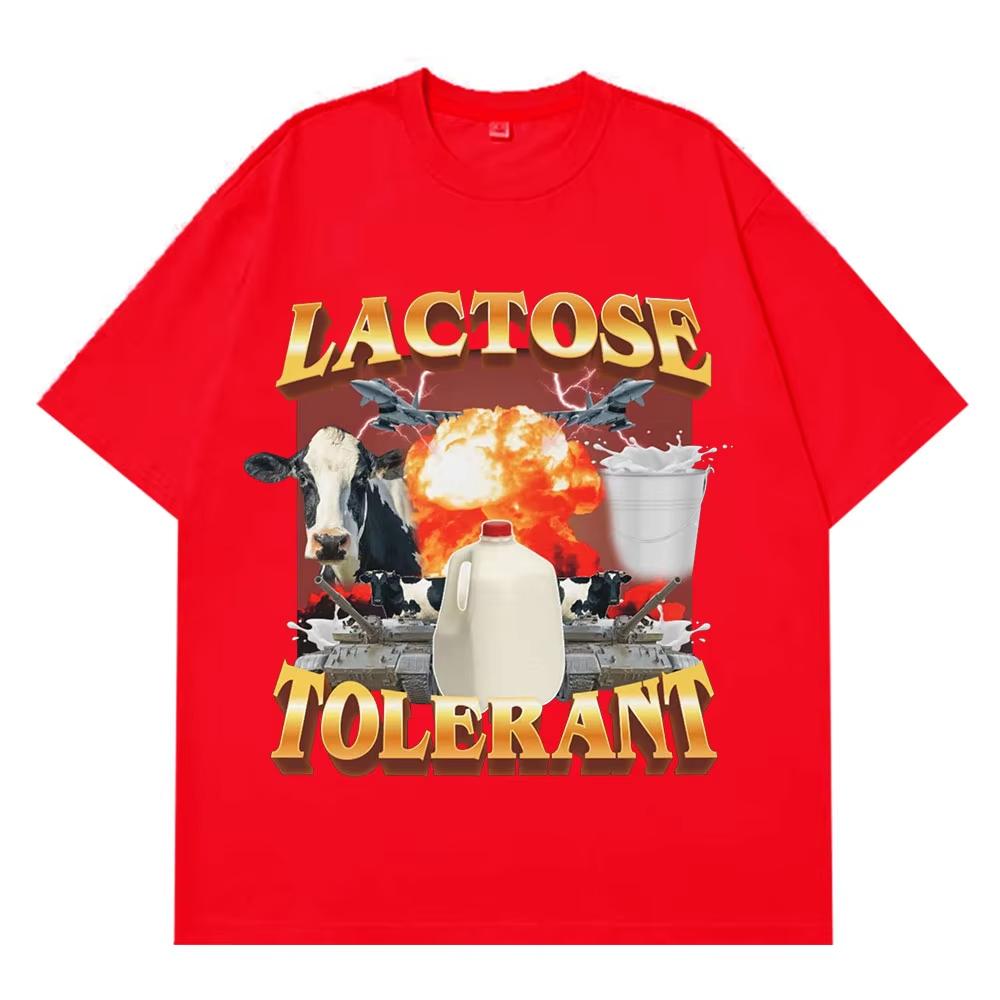 

Lactose Tolerant Graphic Print T-Shirt Men Women Vintage Fashion Short Sleeve T-shirt Cotton Casual Cozy Oversized Loose T Shirt 4XL