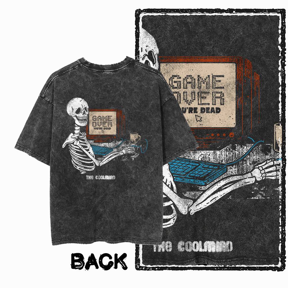 G36 Men's Cotton Crew Neck T-Shirt with Skull Print on the Back