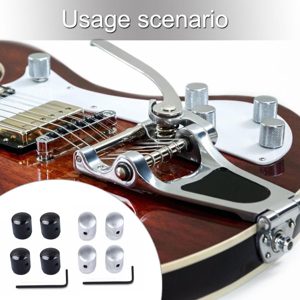 Pack of 4 Round Shape Metal Guitar Knobs Metal Guitar Accessories Perfect for Electric Guitar and Bass Volume Control