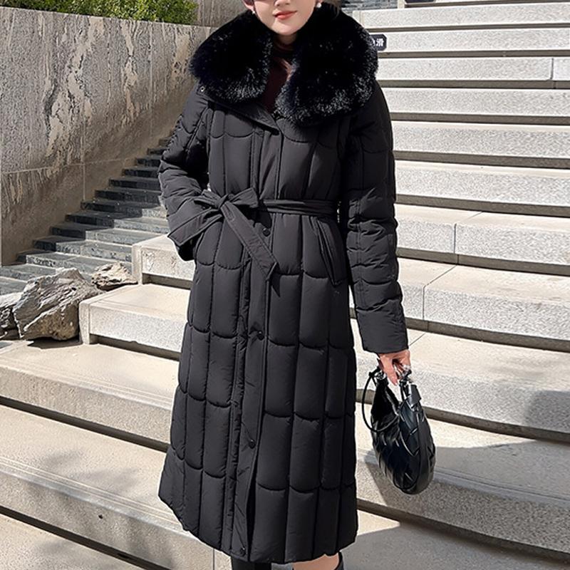 Detachable sleeves Plus Size L-7XL Fashion Woman Winter Coats With Belt Big Faux Fur Collar Long Parkas Hooded Loose Thick Female Jackets