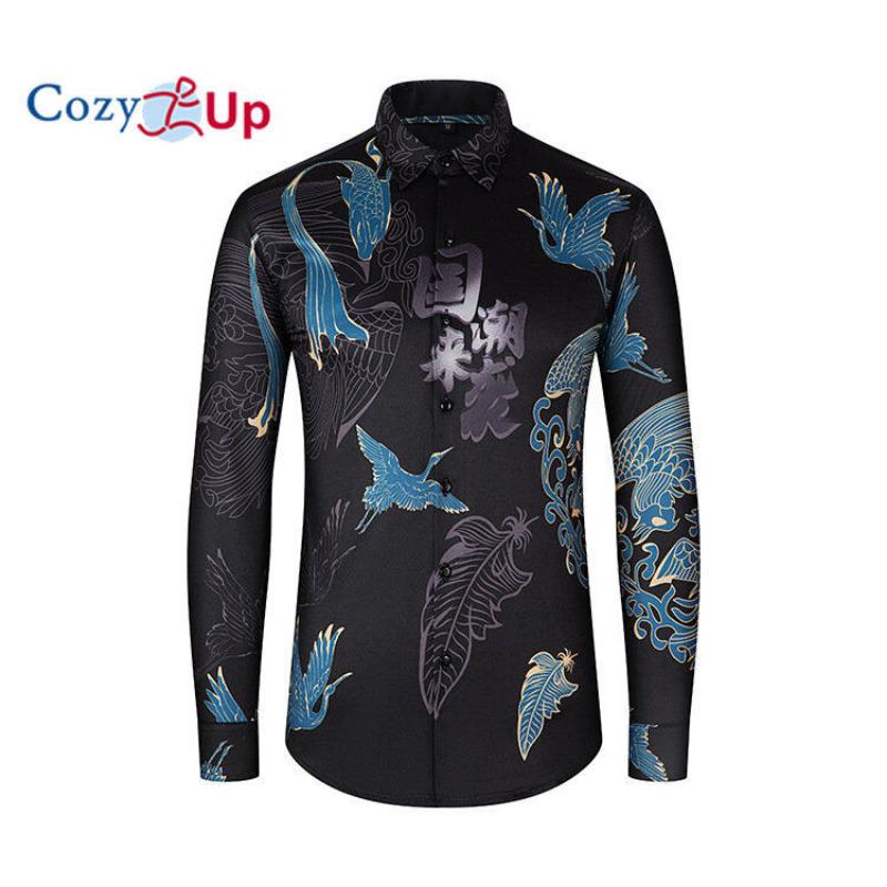 

Уютные мужские атласные классические рубашки с длинными рукавами и принтом в стиле хипстеров 6XL чёрный