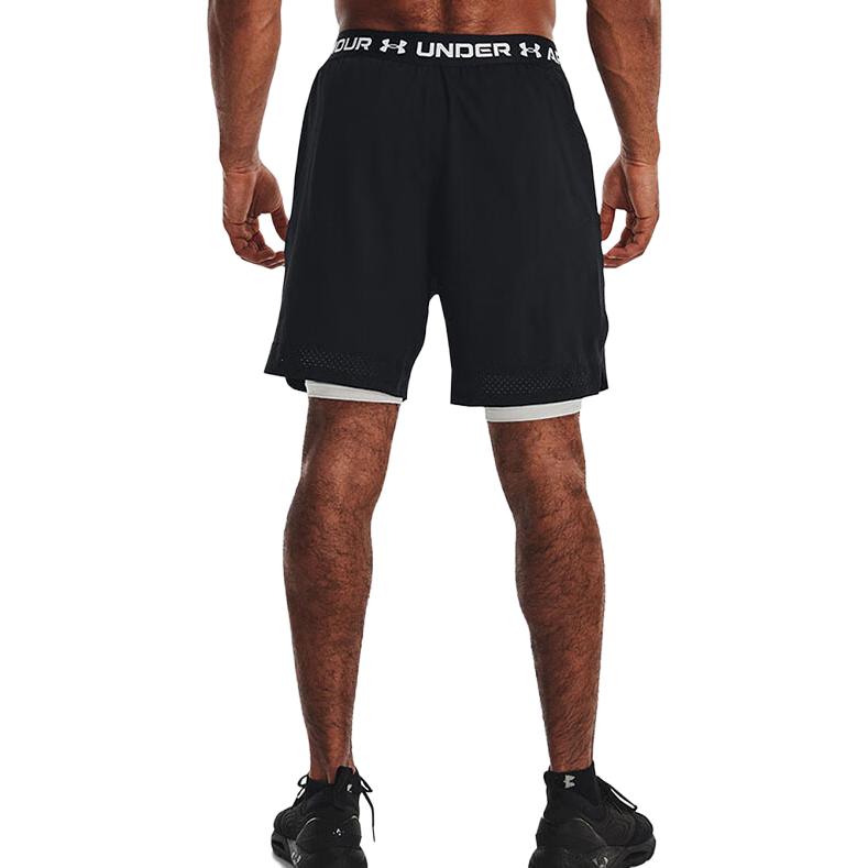 Under Armour Pantaloncini da uomo in tinta unita con lacci Neri 1373764-001