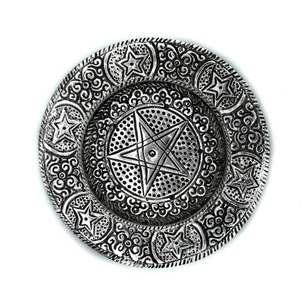 Pentagram Incense Holder Polished Aluminium 11.5cm
