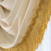 Soundproof Blackouts Valance With Decorative Tasseled Border Rippled Texture Flame Retardant Drapes
