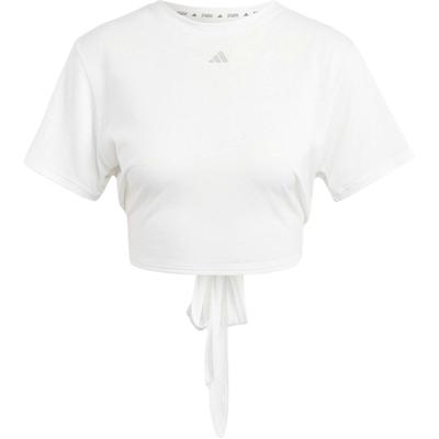 Yoga Studio Gewikkeld T-shirt met Klein Logo, Open Rug en Vetersluiting, Korte Crop Top Dames Tops Wit IS9001