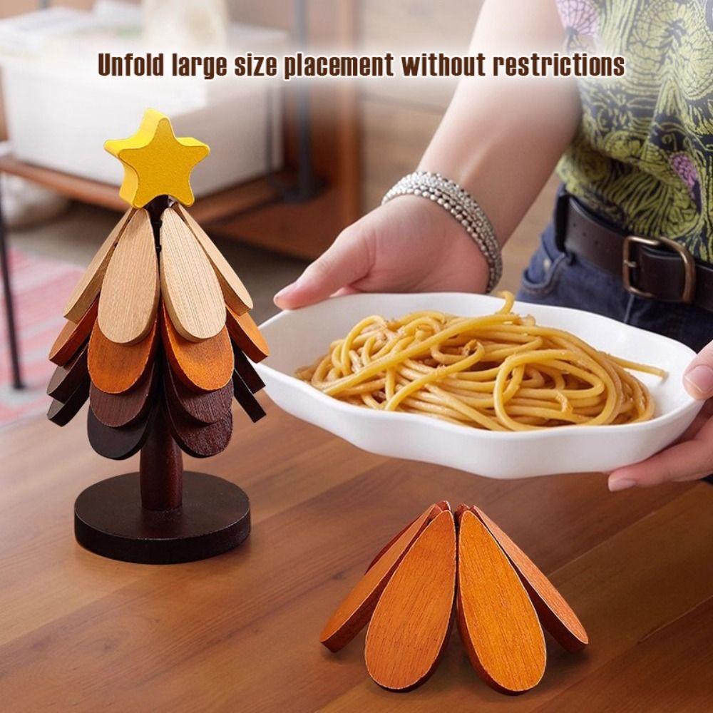Tree-shaped Heat-resistant Trivet Wooden Cup Pad Multi-functional Insulation Hot Pad  Table Decor