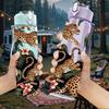 1PC Leopard Among Red Flower Print 750ml Color Plastic Sports Water Bottle Leakproof Flip Straw Lid Suitable for Sports Office Home Use
