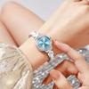 OLEVS Waterproof Quartz Popular Perfect Gift for Stylish Business Watch with Date Slim Silver Stainless Steel Turquoise Blue Dial Women's Watch, Blue,
