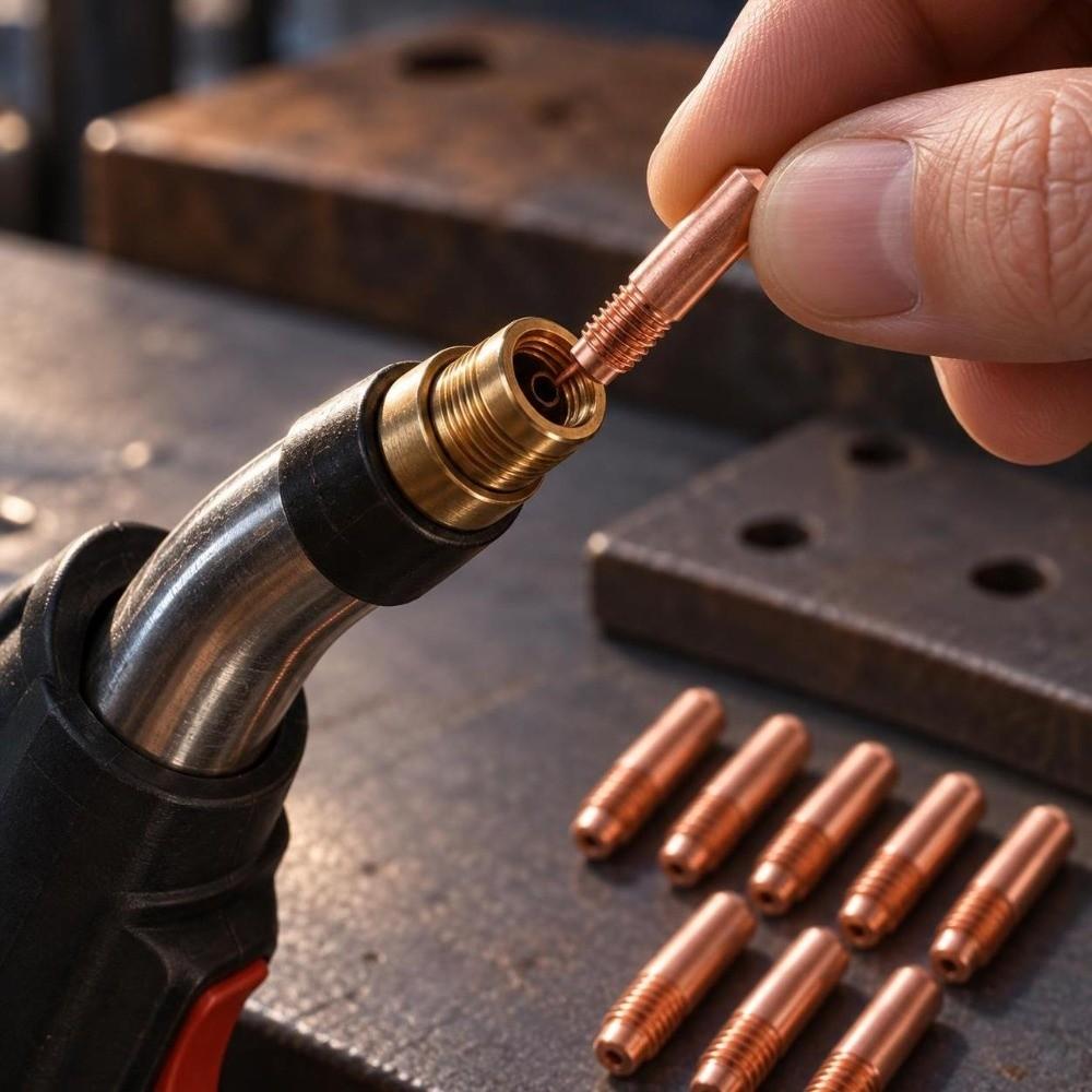 10 Pcs 0.9mm Size MIG Welding Contact Tips Copper Copper Contact Tips For Miller Torch