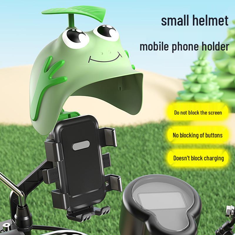 Compact Helmet Phone Holder & Sun/Rain Shield for Scooter/Motorcycle/Bicycle Riders.