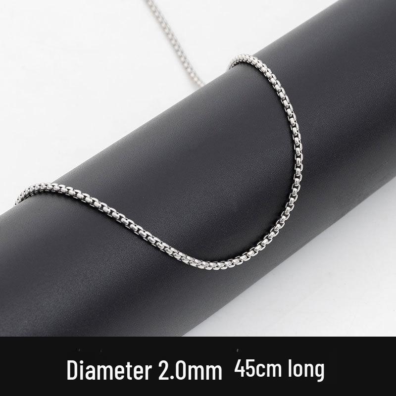 Stainless Steel Square Pearl Chain 3MM Titanium Steel Couple Necklace