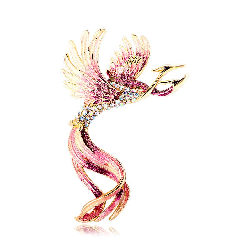 Multicolor Crystal Phoenix Brooch Pin For Women Men Enamel Flying Beauty Bird Party Office Accessories Gifts