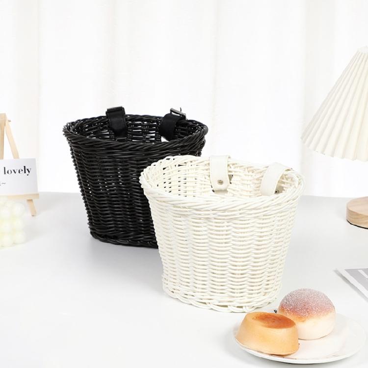 Plastic Wovens Bicycles Basket Detachable Wicker Front Handlebars Bikes Basket