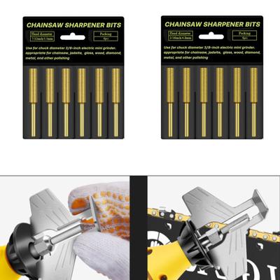 6 stuks Slijpsteen voor Kettingzaag Kettingzaagslijper Diamantslijpgereedschap Titanium-geplateerde Slijpstiften 4mm/4.8mm/5.5mm