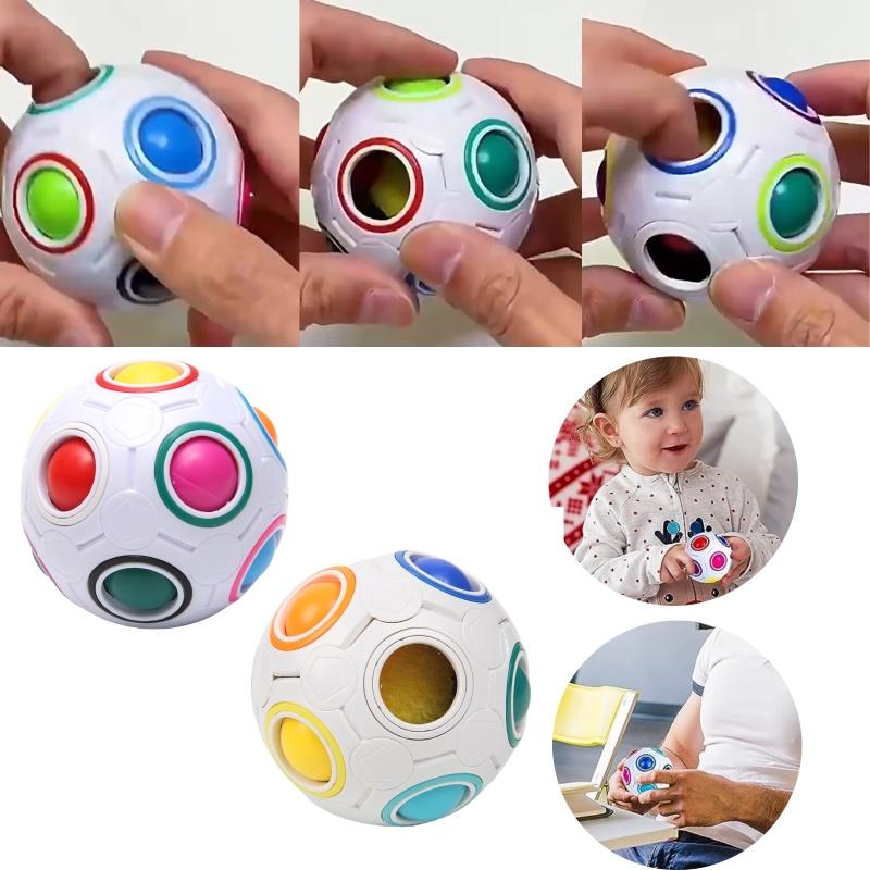 Rainbow Ball Puzzle Toy 12-hole Stress Relief Intellectual Toy Plastic Material 7cm Diameter