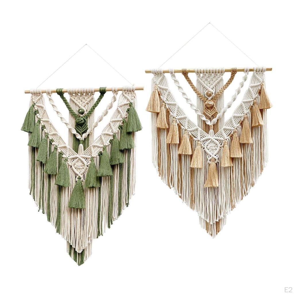 Chic Macrame Tapestry Bohemian Handcrafted Tassels Ornament Fringe Pendant Wall Hanging for Wedding