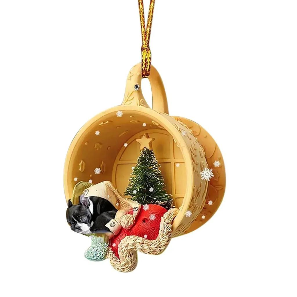 New Creative Acrylic Flat Cup Pet Dog with Various Styles To Choose From Christmas Household Decoration Car Backpack Pendant