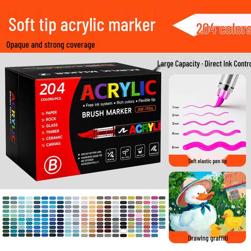 Children's DIY Acrylic Marker Set - Soft Tip, Quick-Dry, Colorful Watercolor Pens for Art and Journaling