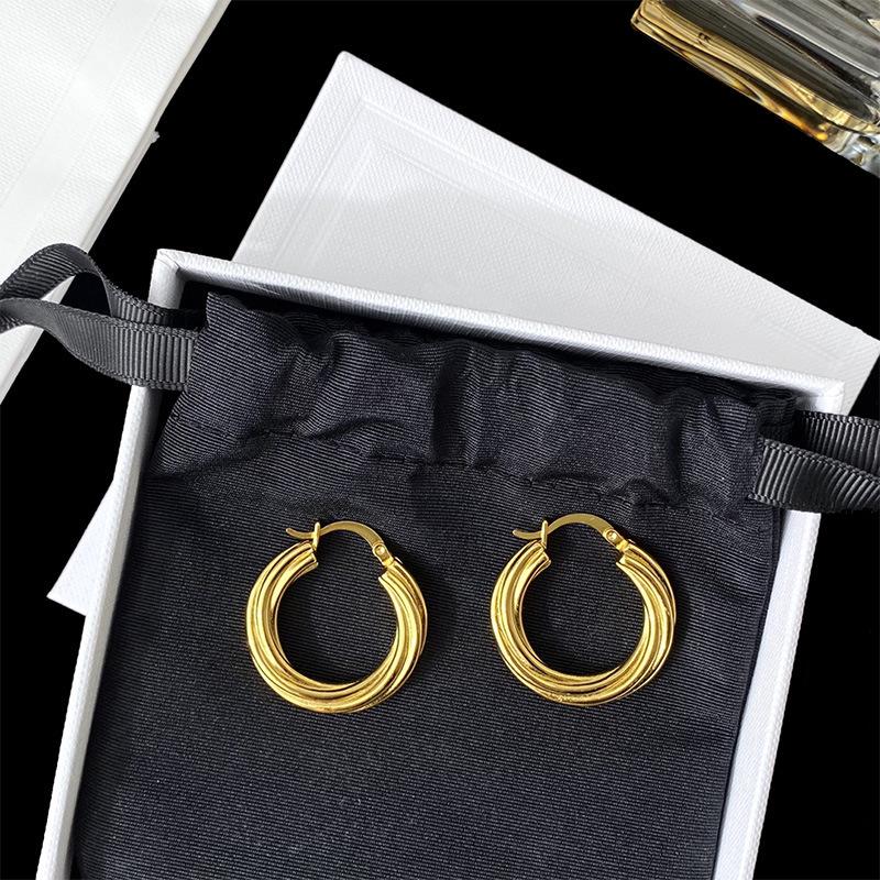 Metal Wind Ins Personality Rough, Simple And Generous Multi-Ring Large Circle Twist Rope Women'S Earrings