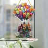 2D Flat Glass-Style Colorful Acrylic Hot Air Balloon and House Desktop Decoration, Suitable for wall Decoration, porch, Room, Villa, accents Home, Hal