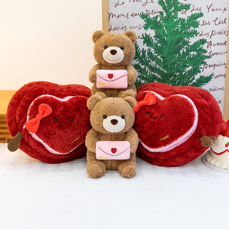 Cross-Border New Year Love Heart Bear Plush Toy - Cute Companion Gift for Couples and Birthdays