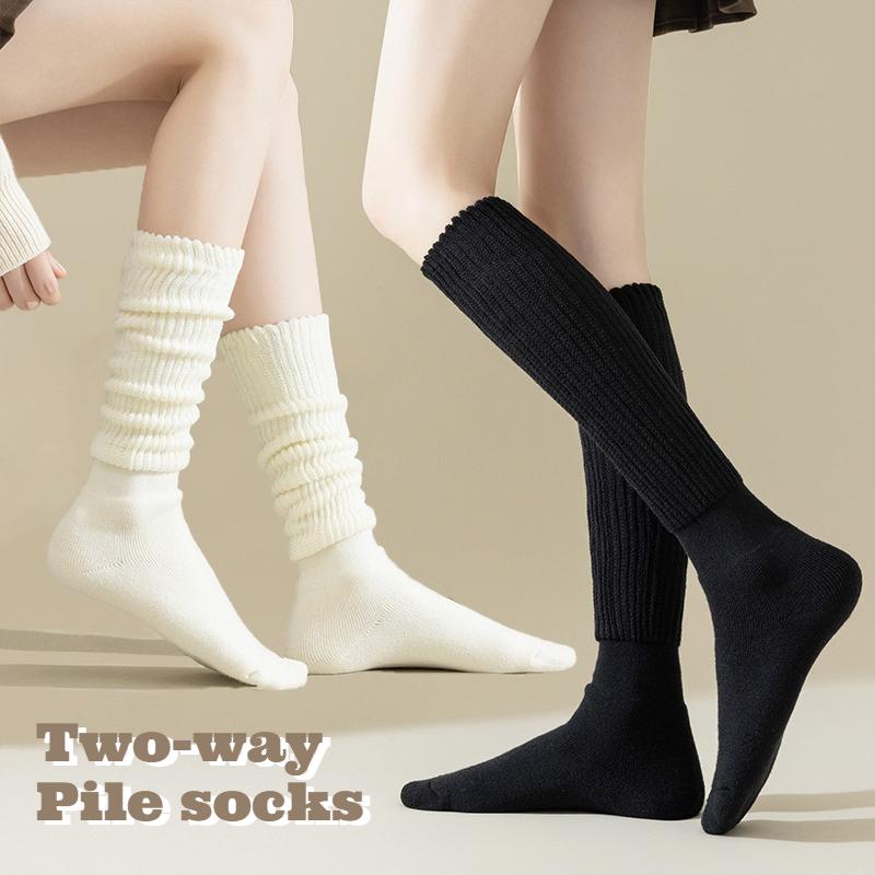 Einfache Vintage Coole Weiche Stulpen Socken Garn Gestrickt Trendige Sport Freizeit Vielseitig Vier Jahreszeiten Unifarbene Socken