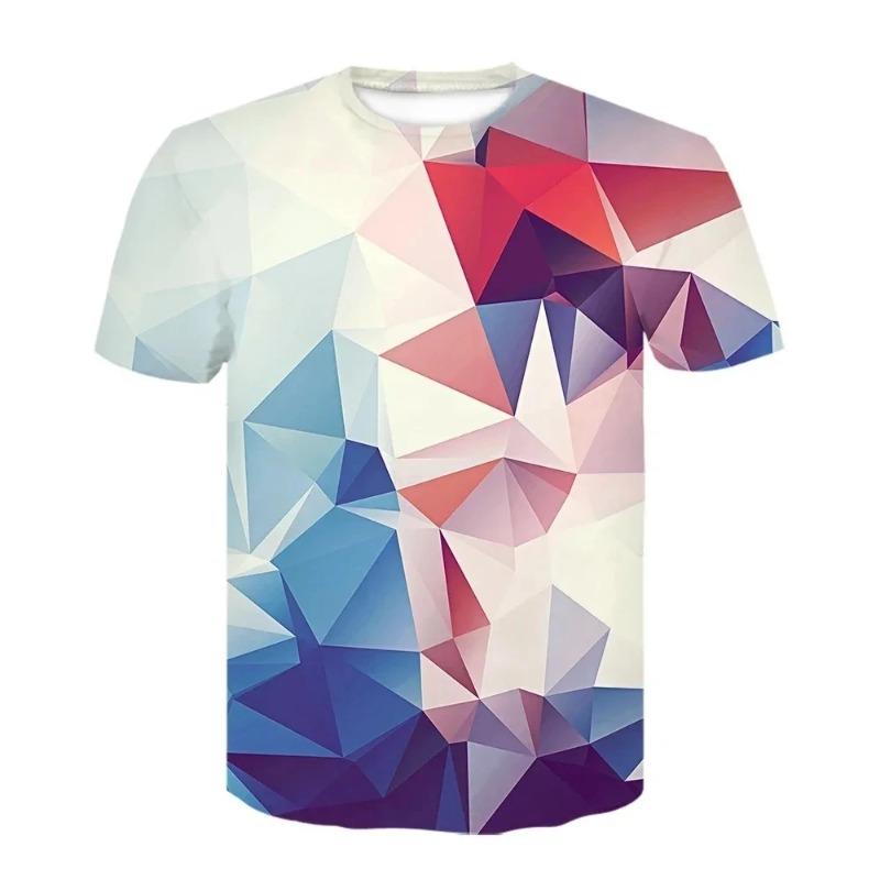 Men Summer Fashion Colorful 3D Printing Tshirt Creative Psychedelic Tops Shirt Optical Illusion Black-White Graphic T-shirt
