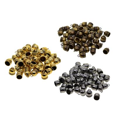 50 adet 10mm Çan Uç Kapağı Örgü Kumihimo Kordon Püskül DIY Yapımı Siyah