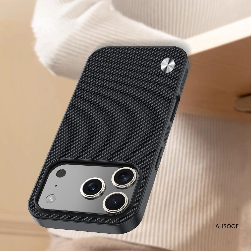 Leather Funda for iPhone 17 Pro Max 15 16 17Pro Case Luxury Fiber Texture PU-Leather Protection Capa for iPhone 17 Cover