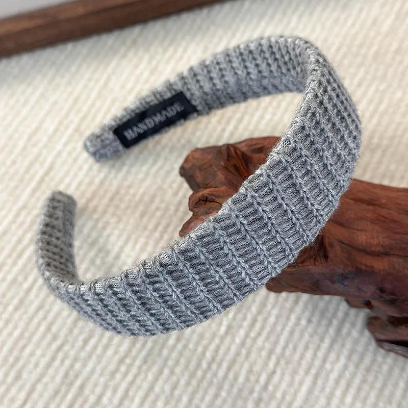 Classic Retro Solid Knitting Wool Headbands Womens Elegant Versatile Hair Hoop Wash Face With Wide Hair Band Fashion Accessories