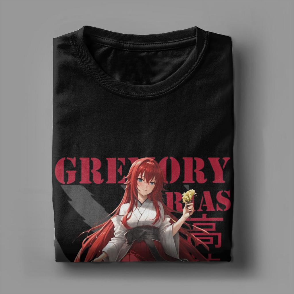 Rias Gremory DxD T Shirts Men's  100% Cotton Vintage T-Shirt Round Collar  Tee Shirt Short Sleeve Clothing Original
