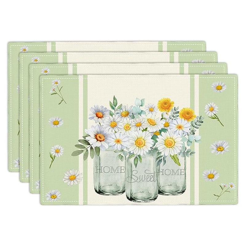 Linen Meal Mat for Spring and Summer, Sunflower Flowers Kitchen Decoration, Dining Table Insulation and Anti Fouling Mat