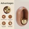 Shopkeepers Bell for Door Opening Brass Wood Decorative Doorbell Ornament with Double Sided Tape for Refrigerator Home Store Restaurant