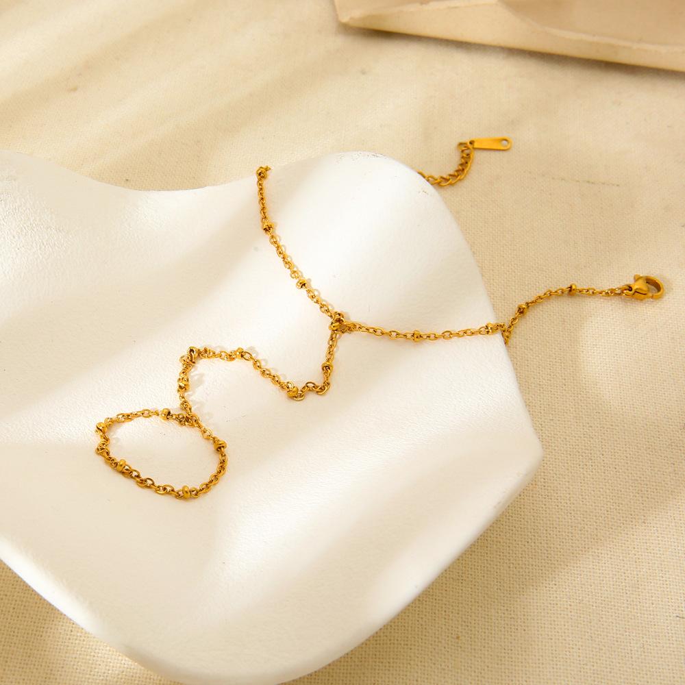 18k Gold Stainless Steel Pvd Gold Bead Chain Pendant Bracelet Finger Ring Bracelet Waterproof and Color Retention Jewelry Gift