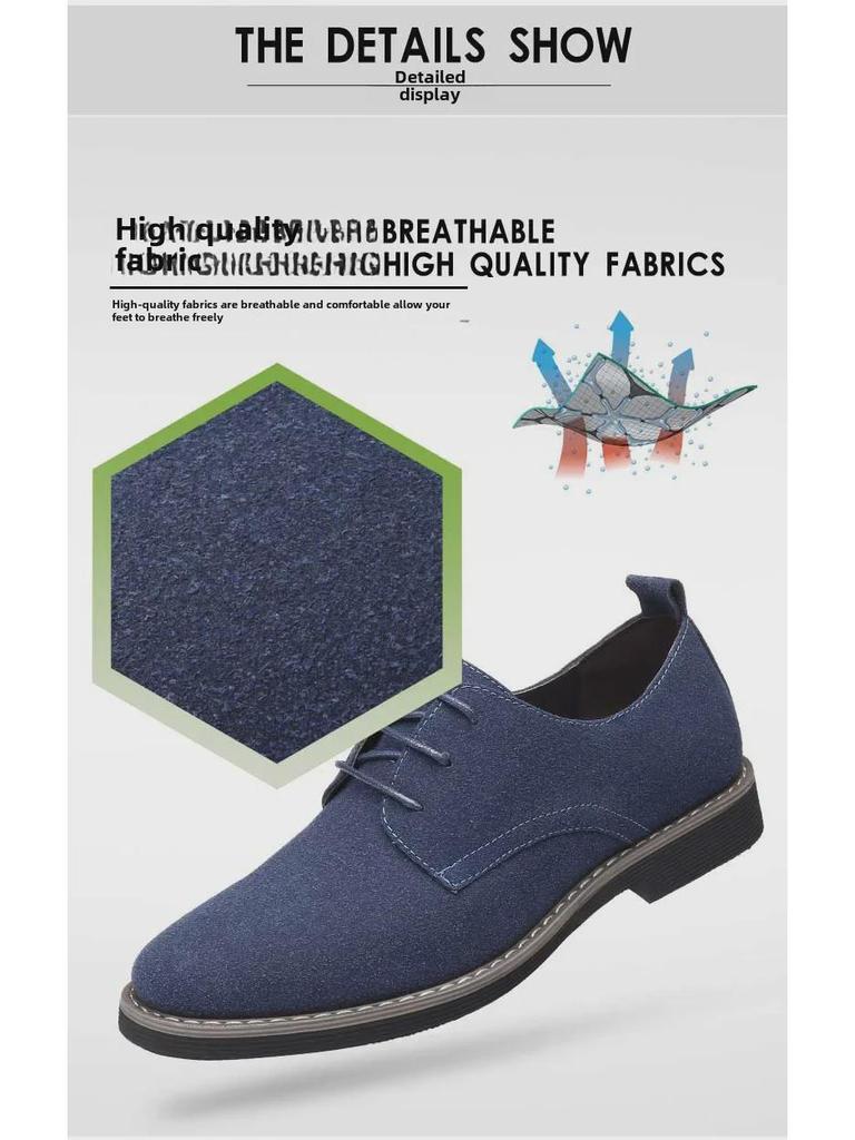 Men's Frosted Leather Lace-Up Casual Round Toe Shoes - Plus Size Available