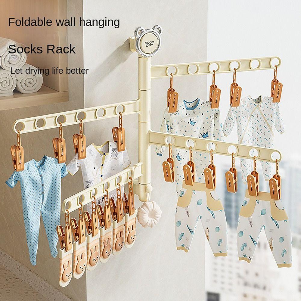 

2/3/4 Layers Folding Hanger Anti Slip Underwear Socks Hanger Clothes Storage Hanger for Household 4 LAYER-BLACK