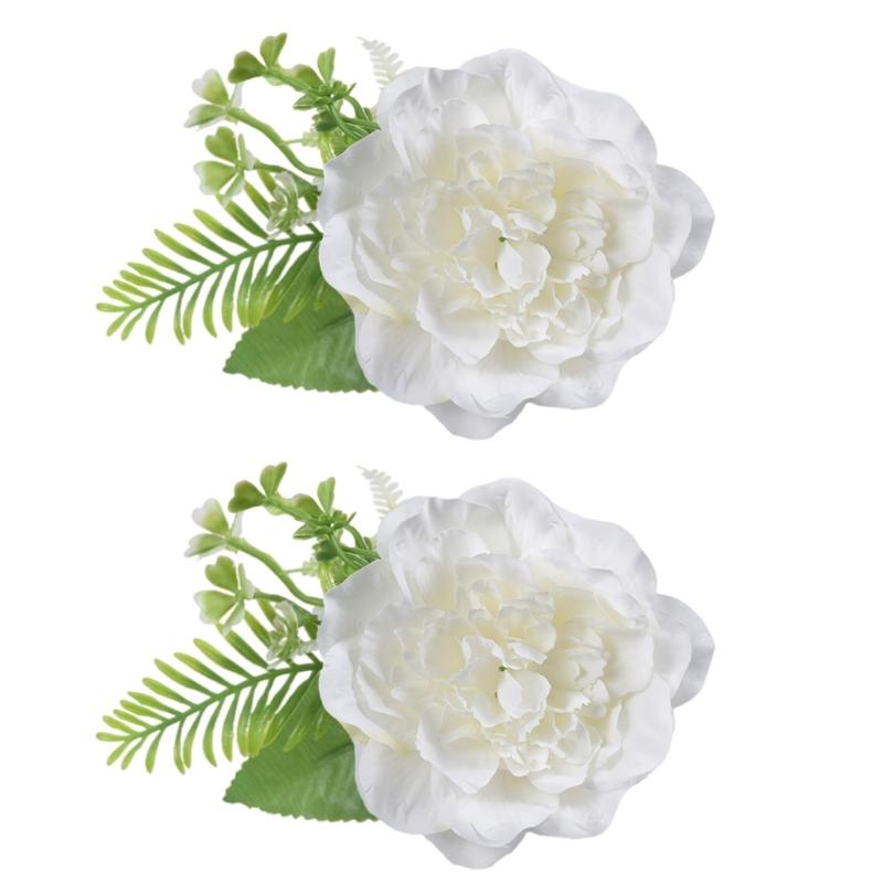 Contemporary Artificial Flower Curtain Fastening Clips Set of 2 Decorative Window Drapery Holders Tieback Straps Buckles