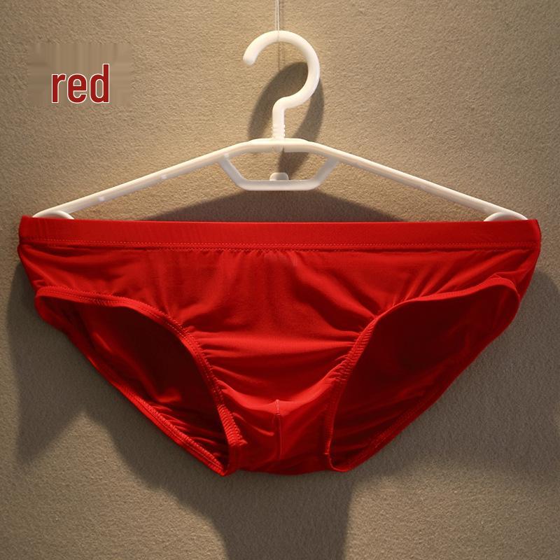 

Мужское летнее бесшовное нижнее белье из ледяного шелка: Дышащие однотонные трусы-слипы средней посадки с U-образным дизайном для комфорта. L