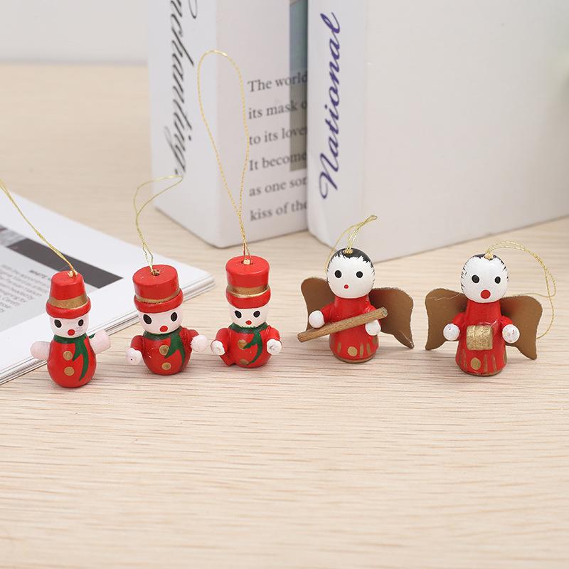30pcs/set Wooden Christmas Tree Ornaments Set Cartoon Hanging Colorful Gift Boxed Natural Wood Decorations for Xmas Home Party