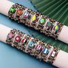 Factory National Country Flag Design Bracelet Crystal Bead Snap Button Sports National Team Jewelry Gift Leather Wrap Bracelet