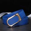 High Quality Leather Belt Yellow Cowhide Red Automatic Buckle Belt Blue White Trouser Belt