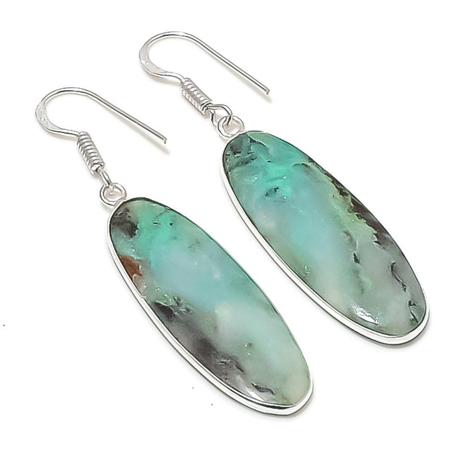 Натуральное Квантовое Четырехцветное Драгоценное Камень 925 Пробы Стерлинговое Серебро Серьга 2.25  AEE-11105