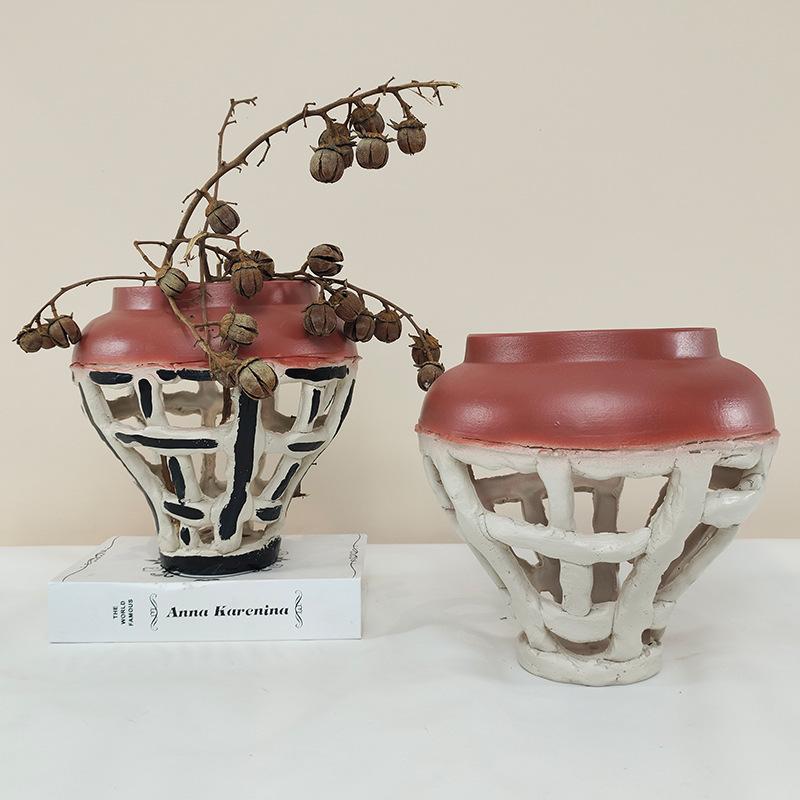 

Art Resin Vase Grid Cutouts Resin Crafts Openwork Splicing Flower Arrangement Space Ornaments Home Decoration Accessories