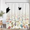 Cat Shower Curtain Cartoon Animal Potted Plant Greenery Black Cat Abstract Nordic Bathroom Decor Minimalist Bathtub Curtain